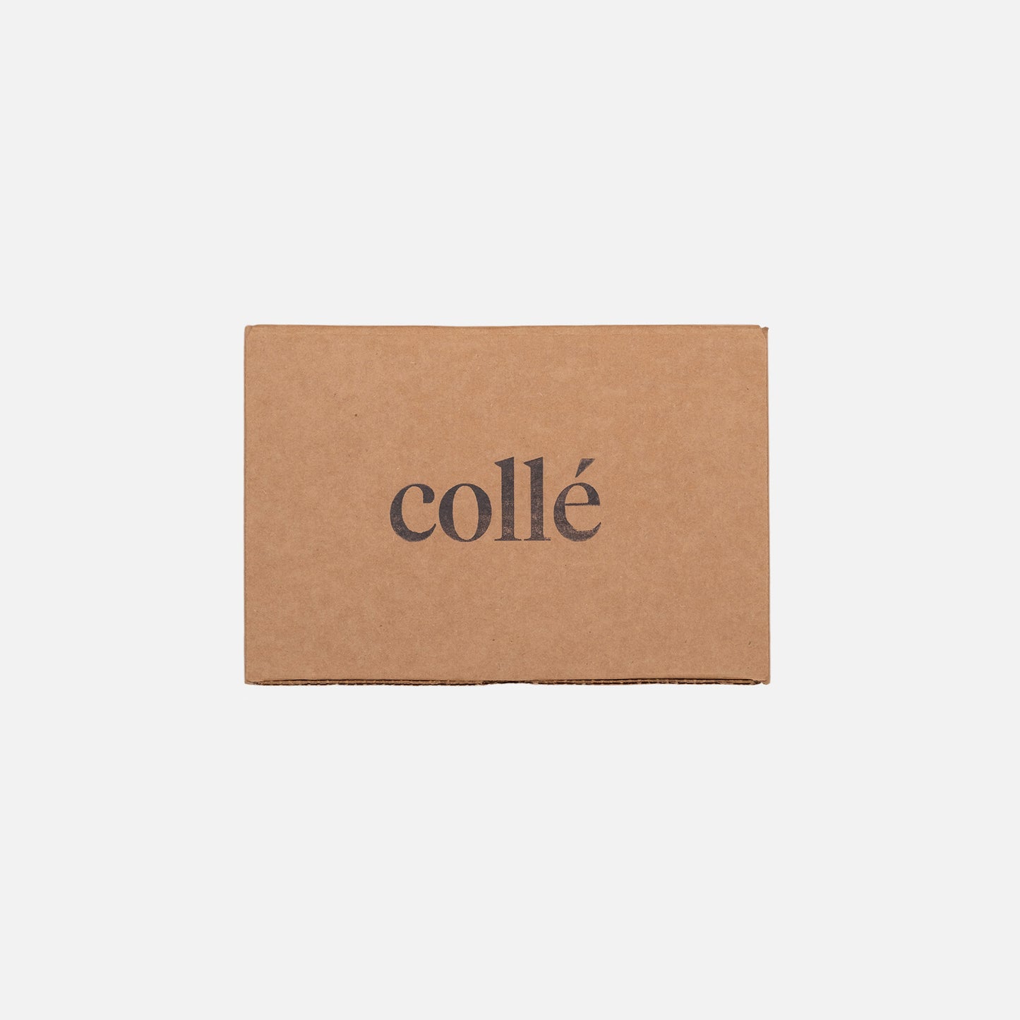Brown cardboard box with 'Collé' branding on a white background.